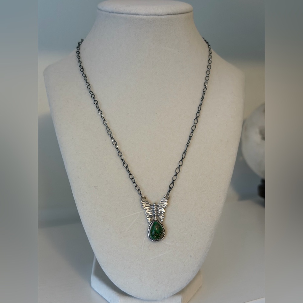 Sonoran Gold Turquoise & Sterling Silver Butterfly Necklace